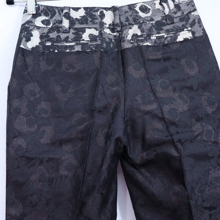 VERA WANG Brocade Silk Dress Pants Floral Black and Silver Women's 0