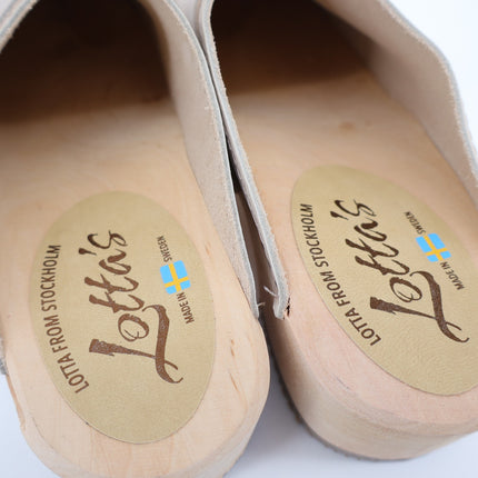 Lotta from Stockholm Swedish Clog Oatmeal Wood Nubuck Leather Women's 40/US 9