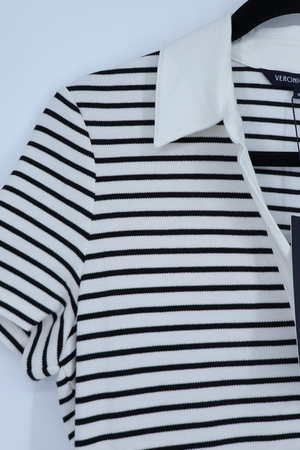 VERONICA BEARD Lanier Striped Polo Mini Dress Black and White NWT Women's M