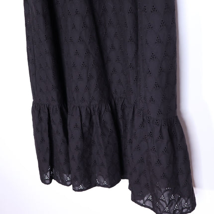DIANE VON FURSTENBERG Polina Cotton Dress Black Eyelet Puff Sleeve Women's 6