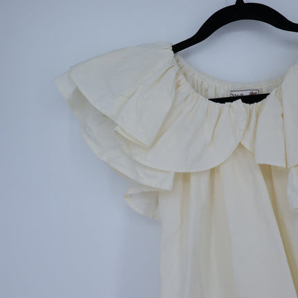 Mille Beja Ruffle Top Ivory Cotton Flutter Sleeve Blouse Women's XXS