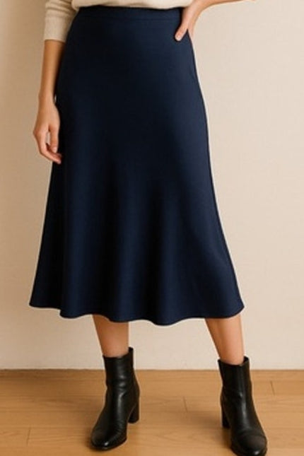 FIFTEEN TWENTY Bias Cut Midi Skirt Navy Blue NWT Pull On Women's M