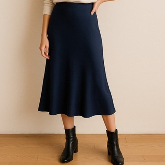 FIFTEEN TWENTY Bias Cut Midi Skirt Navy Blue NWT Pull On Women's M