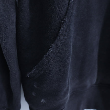 Givenchy Fun Washed Hoodie Black Distressed French Terry Slim Sweatshirt Men's S