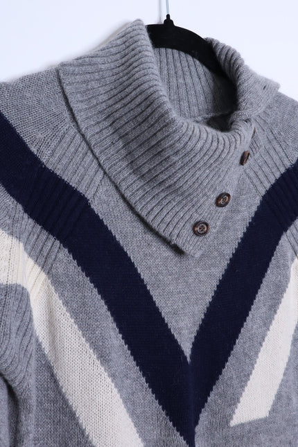 ALPS & METERS Ski Race Knit Sweater Gray Wool Cashmere Long Sleeve Women's L