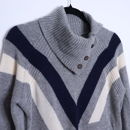 ALPS & METERS Ski Race Knit Sweater Gray Wool Cashmere Long Sleeve Women's L
