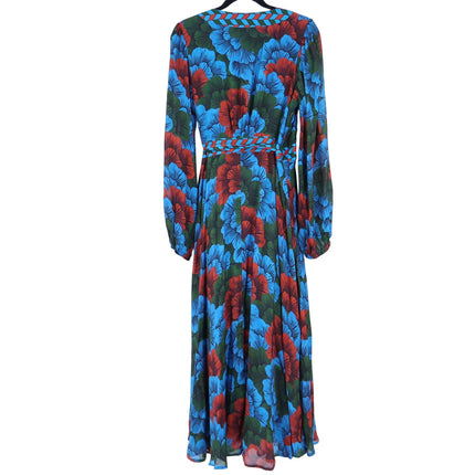 OLIPHANT Madrid Blue Wrap Dress NWT Floral Maxi Long Sleeve Women's M
