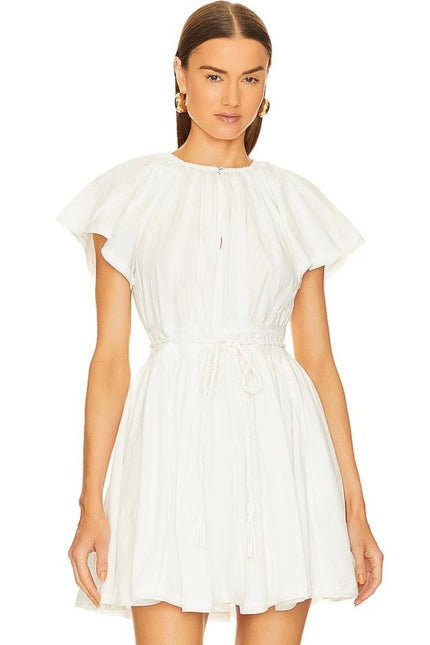 ULLA JOHNSON NWT Jessa Mini Dress Pristine White Pleated Cotton Poplin Women's 2