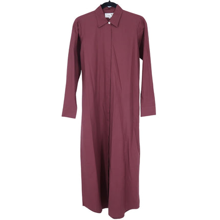 Mille Stella Shirt Dress Burgundy Midi Button Front Long Sleeve Women's XXS
