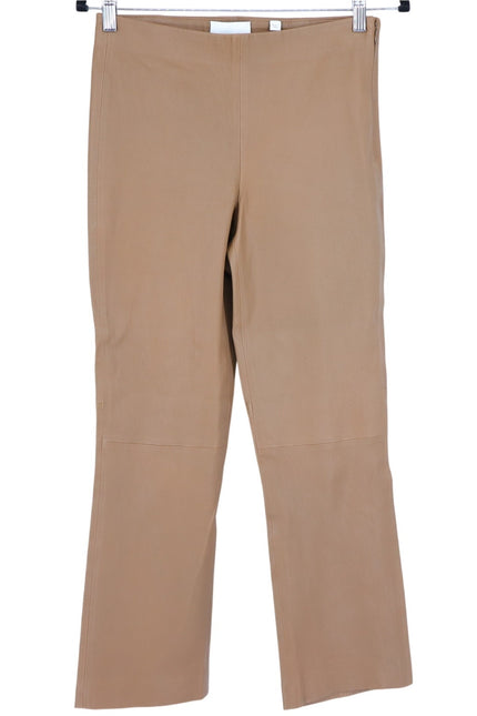 VINCE Leather Pants Camel Tan Flat Front Lamb Pelt Mid Rise Bootcut Women's M