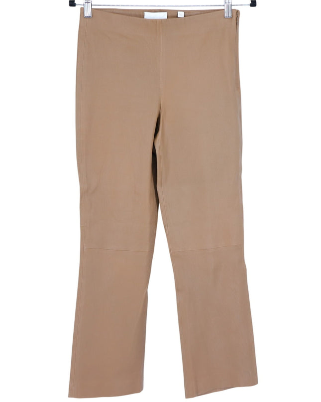 VINCE Leather Pants Camel Tan Flat Front Lamb Pelt Mid Rise Bootcut Women's M