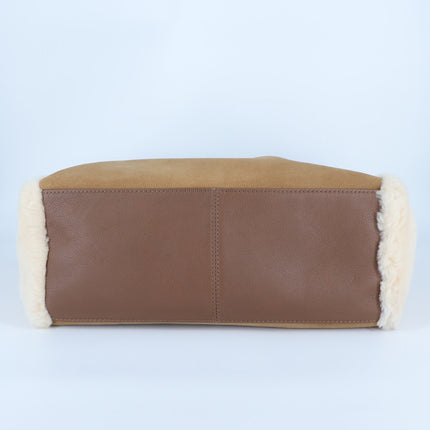UGG Bailey Tote Bag Chestnut Brown Shearling Suede Leather Shoulder Bag