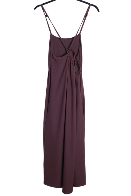 VINCE Strappy Crepe Tank Dress Brown Adjustable Tie Back Pockets Women's M