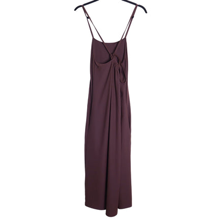 VINCE Strappy Crepe Tank Dress Brown Adjustable Tie Back Pockets Women's M