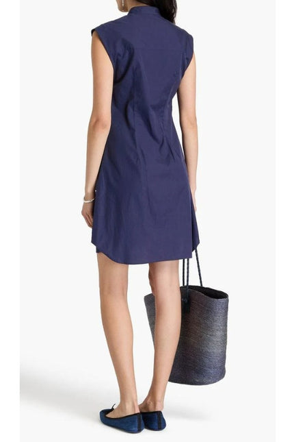 RAG & BONE Louisa Twisted Mini Dress Navy Sleeveless Cotton Poplin Women's 8