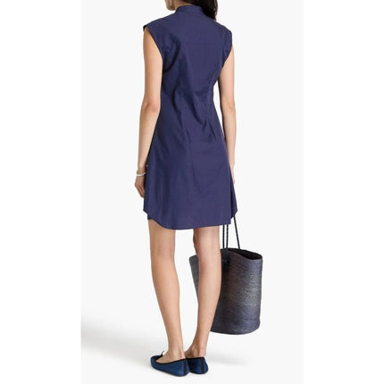 RAG & BONE Louisa Twisted Mini Dress Navy Sleeveless Cotton Poplin Women's 8