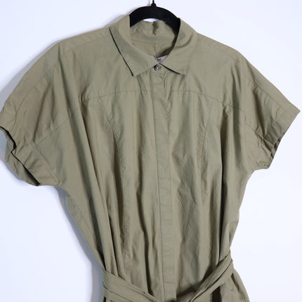 DEREK LAM Mikala Belted Shirt Dress NWT Oregano Green Short Sleeve Women's M
