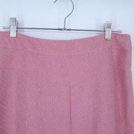 Chanel Coco Mark Tweed Skirt Mauve Pink Pleated Summer Wool Women's 40/US 8