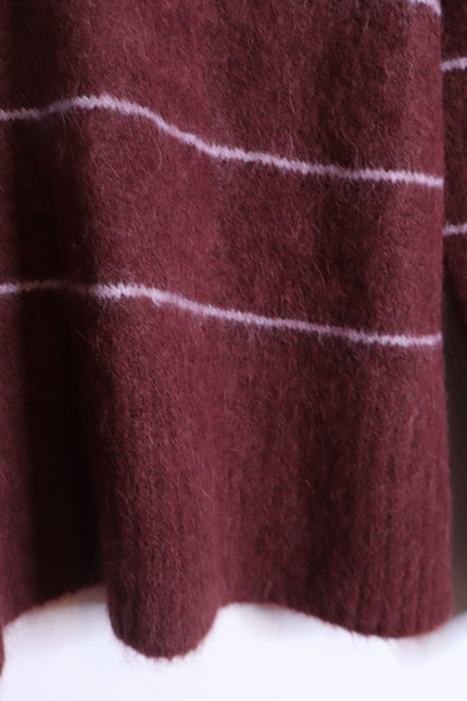 PISTOLA Ivy Pullover Sweater Terra Stripe Maroon Oversized Long Sleeve Women's S