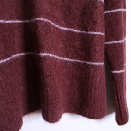 PISTOLA Ivy Pullover Sweater Terra Stripe Maroon Oversized Long Sleeve Women's S