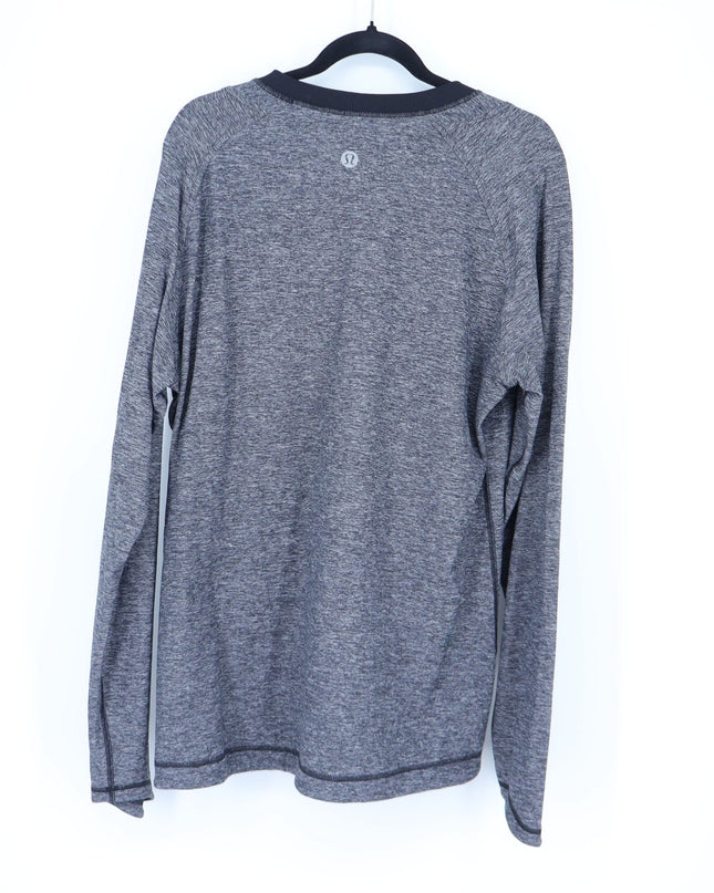 Lululemon Pacific Run Knit Top Black Heathered Crew Neck Activewear Men's XL