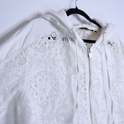 THE KOOPLES Ecru Lace Sweatshirt Zip Up Sport Hoodie Women's 1/US 4