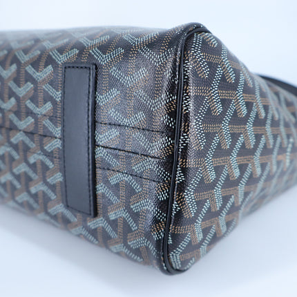 GOYARD Rouette Souple Shoulder Bag Black and Brown Coated Canvas Chevron