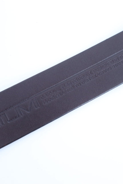 TUMI Brown Leather Belt with Gunmetal Buckle Men's 40