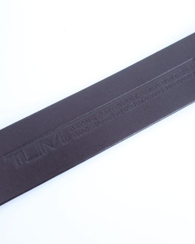 TUMI Brown Leather Belt with Gunmetal Buckle Men's 40
