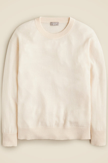 J. CREW 100% Cashmere Crewneck Sweater Snow White NWT Relaxed Fit Women's XS