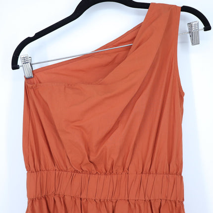 Cara Cara One Shoulder Tiered Maxi Dress Burnt Orange Cotton Women's S