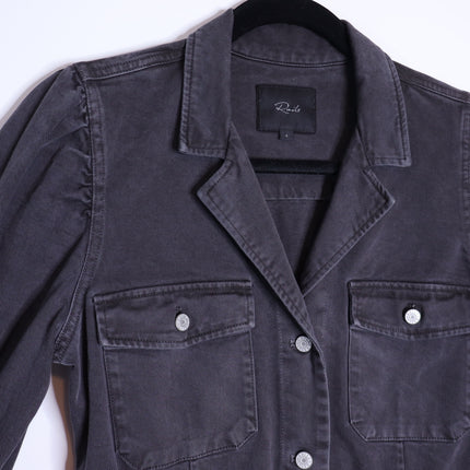 Rails Carbon Lisette Dress Black Mini Denim Button Front Long Sleeve Women's S