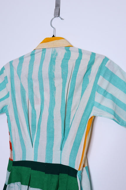 STUDIO 189 Hand Batik Mixed Print Cotton Shirt Dress Multicolor Women's XS
