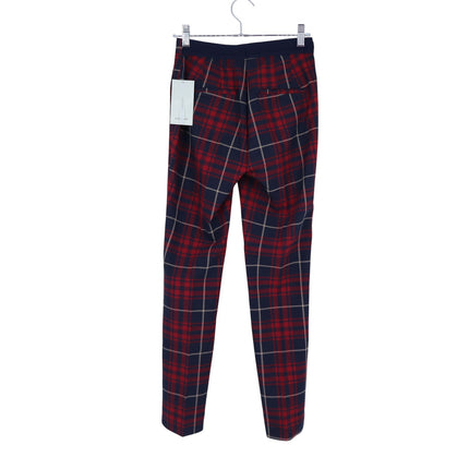 Zara Basic Plaid Skinny Trouser Red and Navy NWT Split Hem Pant Women's XS