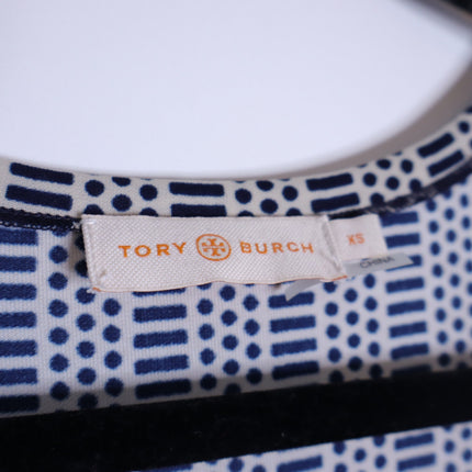 TORY BURCH White and Navy Printed Convertible Column Dress Women's XS