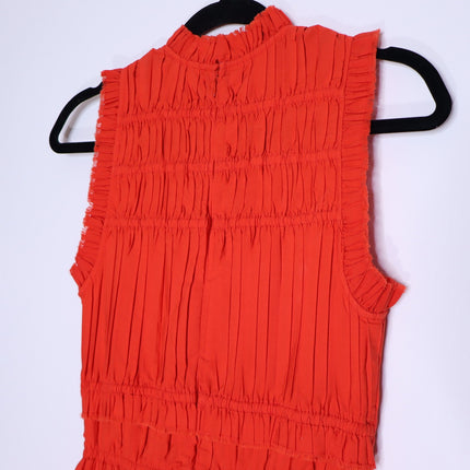SEA New York Greir Tiered Pleated Crepe Mini Dress Poppy Smocked Women's XS
