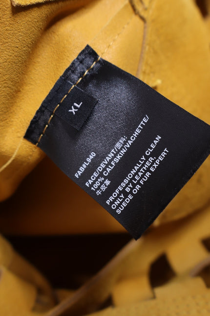LAFAYETTE 148 NEW Clyde Laser Cut Suede Jacket Spiced Honey Yellow Women's XL