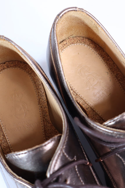 THE OFFICE OF ANGELA SCOTT Miss Button Metallic Heel Loafers Bronze Women's 35.5