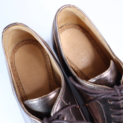 THE OFFICE OF ANGELA SCOTT Miss Button Metallic Heel Loafers Bronze Women's 35.5