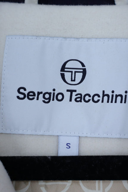 SERGIO TACCHINI Marisa Varsity Jacket Gardenia White Navy Wool Blend Women's S