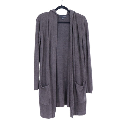 Barefoot Dreams CozyChic Lite Hooded Cardigan Brown Open Longline Women's XS/S