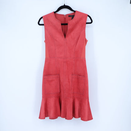BCBGMAXAZRIA Gilli Mini Dress Pomegranate Microsuede Sleeveless Women's 2