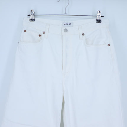 Agolde Low Slung Baggy Jeans Milkshake White Button Fly Straight Cut Women's 26