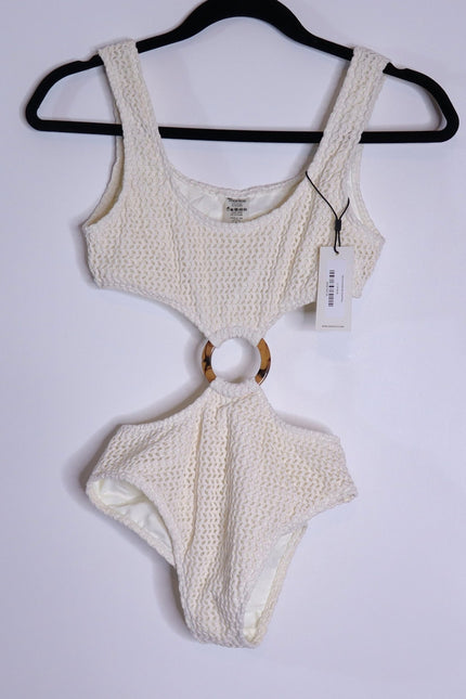 MONTCE NWT Crochet Ky One Piece Swimsuit Bone White Summer Women's S