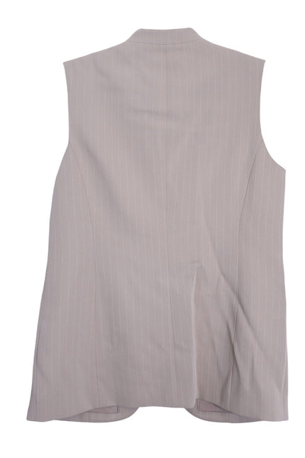 DONNA KARAN NWT Pinstripe Double Breasted Vest Cobblestone Cream Women's 10P
