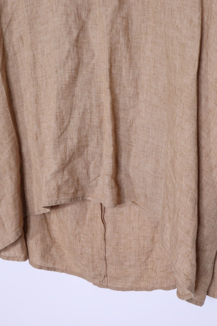 FABIANA FILIPPI Linen Tunic Top Fieno Brown Tie Up Back Sleeveless Women's 12/XL