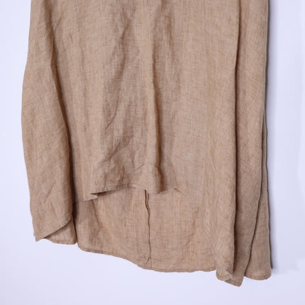 FABIANA FILIPPI Linen Tunic Top Fieno Brown Tie Up Back Sleeveless Women's 12/XL