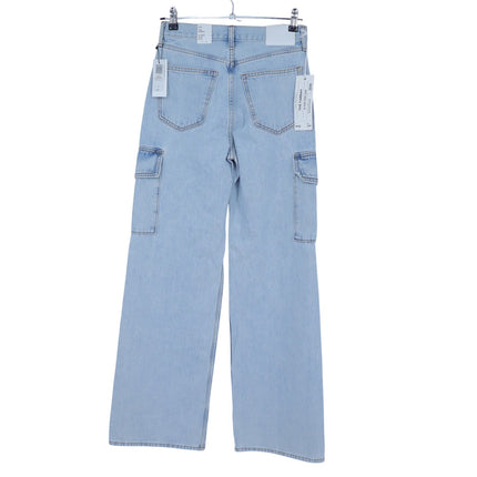 Denim Forum The Farrah Cargo Jeans Bleach Bleu NWT High Rise Women's 25