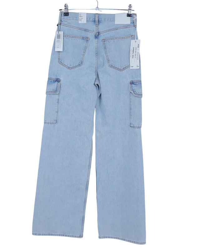 Denim Forum The Farrah Cargo Jeans Bleach Bleu NWT High Rise Women's 25