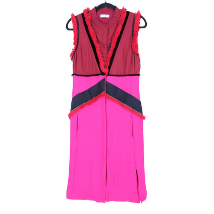 ALTUZARRA Geometric Fringe Zipper Mini Dress Pink Art To Wear Women's 42/US 10